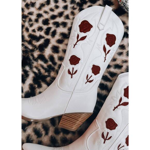 NEW BILLINI women's arden roses western boot in white - Picture 3 of 4